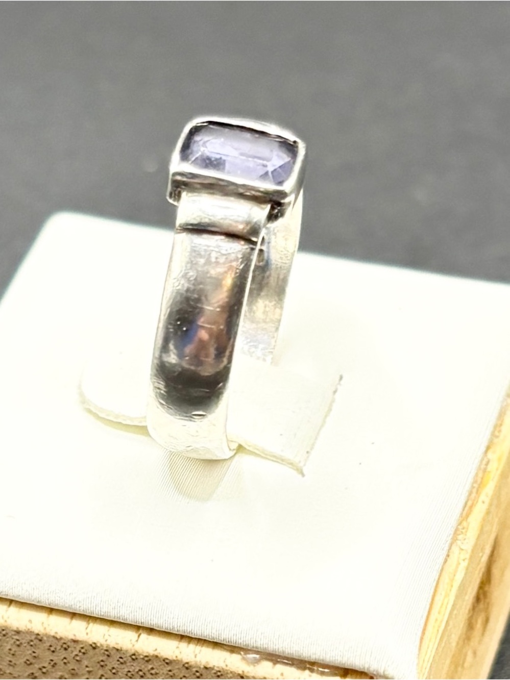 Sterling Silver Ring with Dark Tourmaline Purple Stone